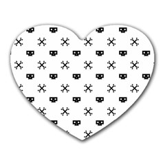 Black Pixel Skull Pirate Heart Mousepads by jumpercat