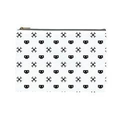 Black Pixel Skull Pirate Cosmetic Bag (large)  by jumpercat