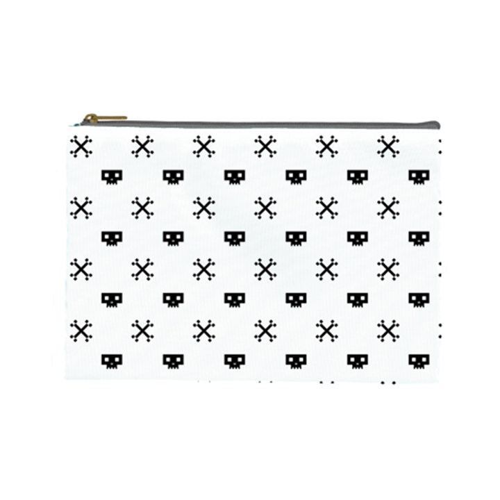 Black Pixel Skull Pirate Cosmetic Bag (Large) 