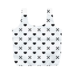 Black Pixel Skull Pirate Full Print Recycle Bags (m)  by jumpercat