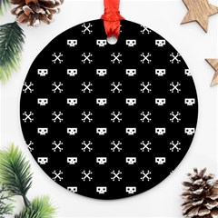 White Pixel Skull Pirate Ornament (round) by jumpercat