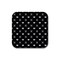 White Pixel Skull Pirate Rubber Coaster (square)  by jumpercat