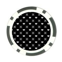 White Pixel Skull Pirate Poker Chip Card Guard by jumpercat