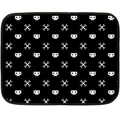 White Pixel Skull Pirate Fleece Blanket (mini) by jumpercat