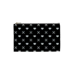 White Pixel Skull Pirate Cosmetic Bag (small)  by jumpercat