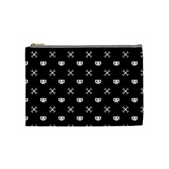 White Pixel Skull Pirate Cosmetic Bag (medium)  by jumpercat