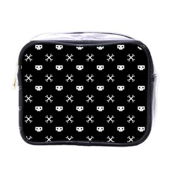 White Pixel Skull Pirate Mini Toiletries Bags by jumpercat