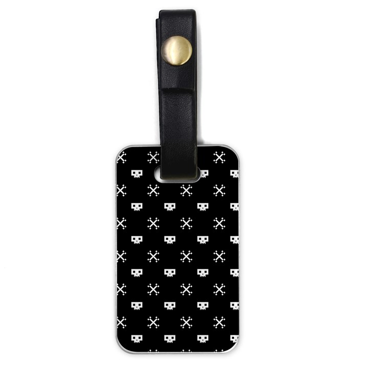 White Pixel Skull Pirate Luggage Tags (One Side) 