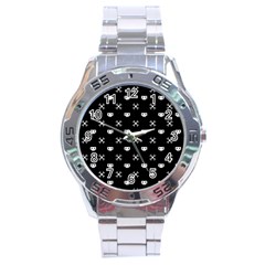 White Pixel Skull Pirate Stainless Steel Analogue Watch by jumpercat