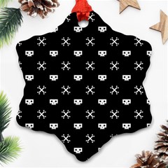 White Pixel Skull Pirate Ornament (snowflake) by jumpercat