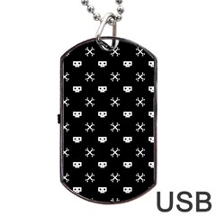 White Pixel Skull Pirate Dog Tag Usb Flash (one Side) by jumpercat