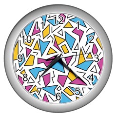 Retro Shapes 01 Wall Clocks (silver)  by jumpercat