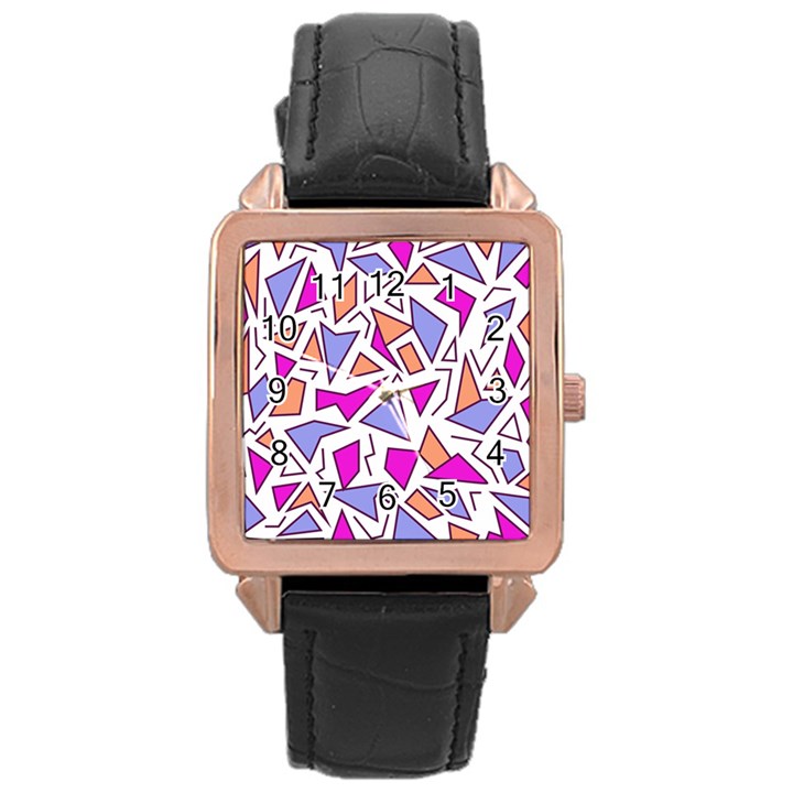 Retro Shapes 03 Rose Gold Leather Watch 