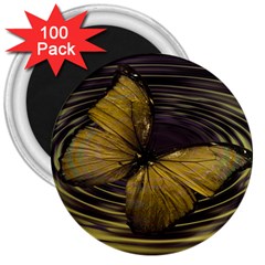 Butterfly Insect Wave Concentric 3  Magnets (100 Pack) by Celenk