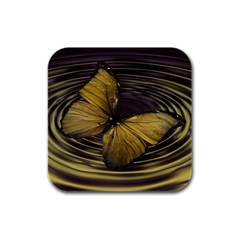 Butterfly Insect Wave Concentric Rubber Square Coaster (4 Pack)  by Celenk