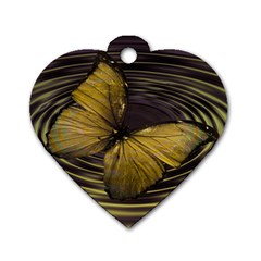 Butterfly Insect Wave Concentric Dog Tag Heart (two Sides) by Celenk