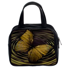 Butterfly Insect Wave Concentric Classic Handbags (2 Sides) by Celenk