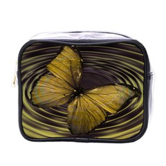 Butterfly Insect Wave Concentric Mini Toiletries Bags by Celenk