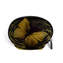 Butterfly Insect Wave Concentric Accessory Pouches (small)  by Celenk