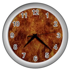 Abstract Flames Fire Hot Wall Clocks (silver)  by Celenk