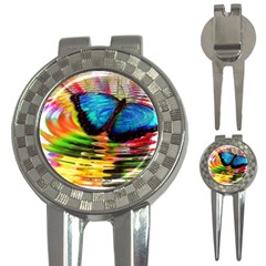 Blue Morphofalter Butterfly Insect 3-in-1 Golf Divots by Celenk