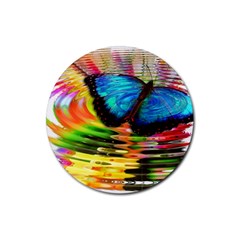 Blue Morphofalter Butterfly Insect Rubber Coaster (round)  by Celenk