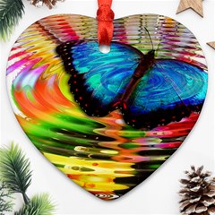 Blue Morphofalter Butterfly Insect Heart Ornament (two Sides) by Celenk