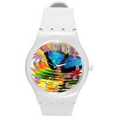 Blue Morphofalter Butterfly Insect Round Plastic Sport Watch (m) by Celenk