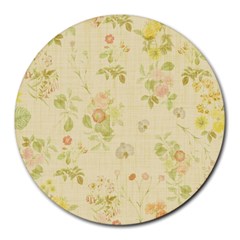 Floral Wallpaper Flowers Vintage Round Mousepads by Celenk