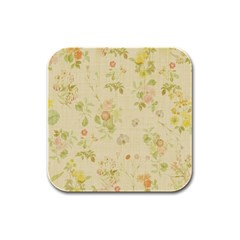 Floral Wallpaper Flowers Vintage Rubber Square Coaster (4 Pack)  by Celenk