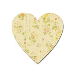 Floral Wallpaper Flowers Vintage Heart Magnet by Celenk