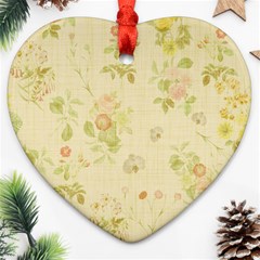 Floral Wallpaper Flowers Vintage Heart Ornament (two Sides) by Celenk