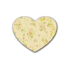 Floral Wallpaper Flowers Vintage Heart Coaster (4 Pack)  by Celenk