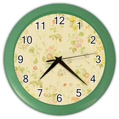 Floral Wallpaper Flowers Vintage Color Wall Clocks by Celenk