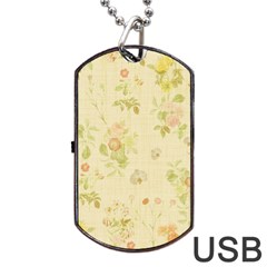 Floral Wallpaper Flowers Vintage Dog Tag Usb Flash (two Sides) by Celenk