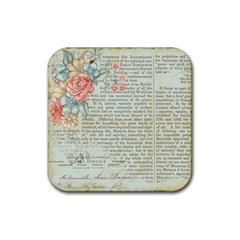 Vintage Floral Background Paper Rubber Coaster (square)  by Celenk