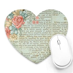 Vintage Floral Background Paper Heart Mousepads by Celenk