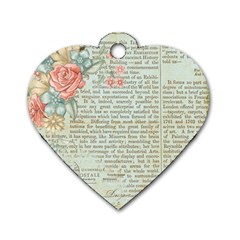 Vintage Floral Background Paper Dog Tag Heart (one Side) by Celenk