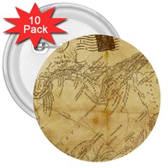 Vintage Map Background Paper 3  Buttons (10 Pack)  by Celenk