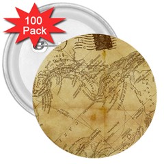 Vintage Map Background Paper 3  Buttons (100 Pack)  by Celenk