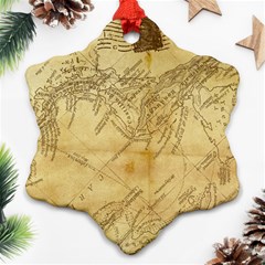 Vintage Map Background Paper Snowflake Ornament (two Sides) by Celenk