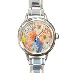 Texture Fabric Textile Detail Round Italian Charm Watch Front