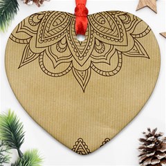 Vintage Background Paper Mandala Heart Ornament (two Sides) by Celenk