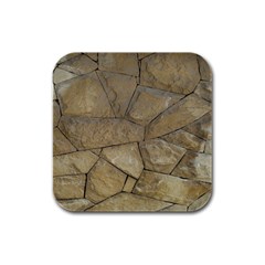 Brick Wall Stone Kennedy Rubber Square Coaster (4 Pack)  by Celenk