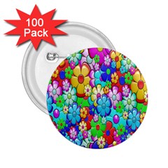 Flowers Ornament Decoration 2 25  Buttons (100 Pack)  by Celenk