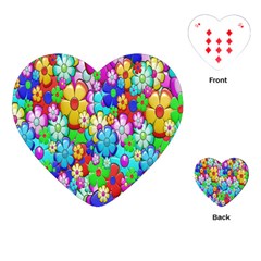 Flowers Ornament Decoration Playing Cards (heart)  by Celenk