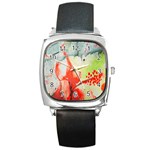 Fabric Texture Softness Textile Square Metal Watch Front