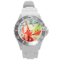 Fabric Texture Softness Textile Round Plastic Sport Watch (l) by Celenk