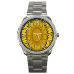 Pattern Petals Pipes Plants Sport Metal Watch Front