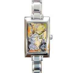 Flower Texture Pattern Fabric Rectangle Italian Charm Watch by Celenk